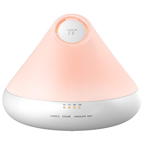 TaoTronics Aroma Diffuser 300ml mit Kerzenlicht Ätherisches Öl Diffuser Luftbefeuchter Triple Mist Outlet Design, 7 Farbewechsel, Touch Control, Timer
