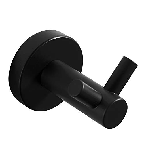 CASEWIND American Style Black Painted Finished Surface Wall Mounted Double Robe Hook Towel Hook Holder Solid Stainless Steel for Bathroom Kitchen