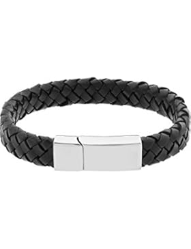 C-Collection by CHRIST Herren-Armband Edelstahl/Leder One Size, schwarz