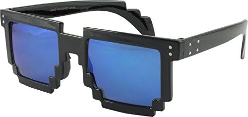 Revive Eyewear Iridescent Lens Pixel Gamer Sunglasses (Black/Blue)