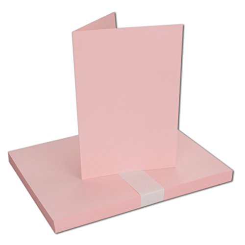 DIN B6 Faltkarten Doppelkarten – Rosa | 25 Stück | Einladungskarten – Menükarten – Blanko | 17 x 12 cm | formstabil | Printable für Drucker geeignet | PREMIUM Qualitätsmarke: NEUSER FarbenFroh - 2