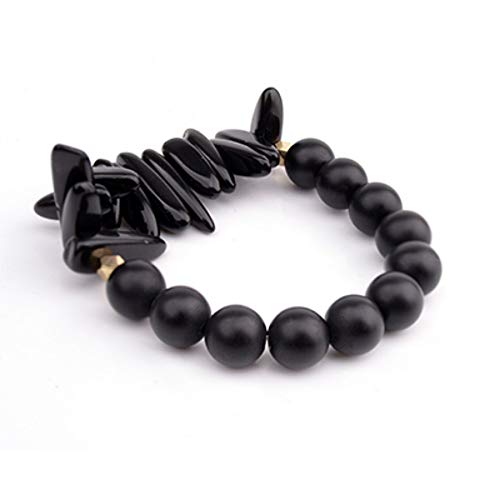 Preisvergleich Produktbild ZUXIANWANG Armband Individualität Frauen Armbänder Kupferverbindungen Exquisite Naturstein 10 mm Perlen elastische Armband für Frauen Schwarz