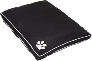 L S U Waterproof Dog Bed Removable Zipped Cover Washable Cushion - Paw Print (Black Cushion Cover + inner pad)