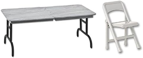 Silver Breakaway Table &amp; Silver Folding Chair- Wrestling Figure Accessories (For Jakks or Mattel WWE Figures)