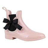  Stiefelparadies Bequeme Damen Stiefeletten Gummistiefel Lack Rosa Schleifen 40 Flandell