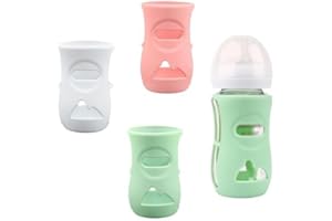 YONGZHIKEJI Avent Biberon in Vetro Naturale con Coperchio in Silicone Portabiberon Infrangibile Compatibile con Biberon in Vetro Naturale da 8 Once, Senza BPA, Confezione da 3