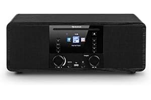 AUNA IR-190WD - Radio Digitale, Internet Radio, Wi-Fi, FM, 2 x 8W RMS, Lettore CD/MP3, Bluetooth, USB, AUX, Funzione Sveglia, Schermo a Colori TFT da 2,8 Pollici, Nero