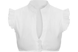GENERIC Dirndl Bluse Damen Weiß Dirndlbluse Kurzarm DirndlBlusen Flügelärmel V Ausschnitt Hemd Bayerisches Bierfest Trachtenbluse