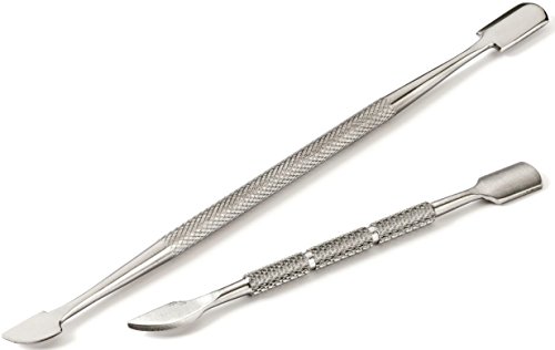 Nagelhautschieber und Nagelreiniger Set | Profi Nagel Werkzeug aus Rostfrei Edelstahl | 2-seitig Metallspatel zur Nagelpflege Maniküre, 2 stück