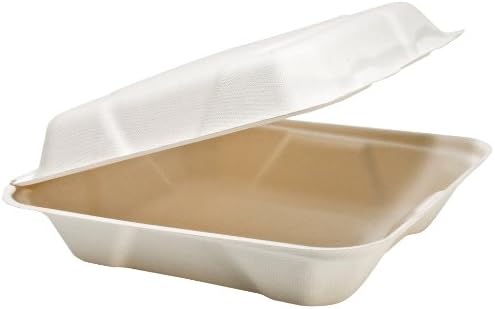 IFN Green 29-2011 Compostable Green Bagasse Fiber Shallow Clamshell, 8" Length (Case of 200)