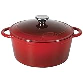 Sitram 710842 &ndash; Traditional Round Enamelled Cast Iron Casserole Dish 2.5 Litres Diameter 21 cm Red Exterior White Interior St