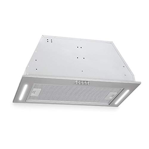 Klarstein Down Under Under • hotte aspirante • Encastré • 60cm • 590 m³/h d'air évacué • puissance moteur 190W en 3 niveaux • LED • acier inoxydable • 61 dB silencieux • kit de montage • argent