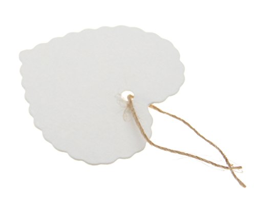 Etiketten, 100 Stück, weiß, Herz-Form, 6 x 5,5 cm, Papier, zum Anhängen, für Geschenke / Preise - 2
