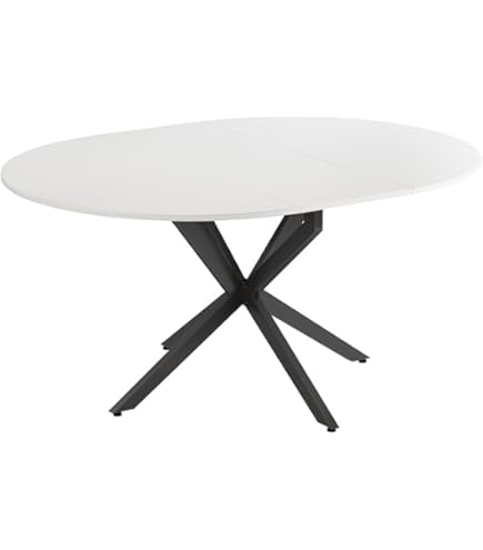 Table à Manger Ronde Extensible BERGO Noire - Idéale Pour Les Petits Espaces