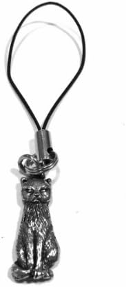 Fine Quality English Pewter Mobile Phone Charm Gift, Cat Design