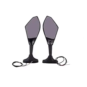 Autonity JB Racing Universal Motorcycle Indicator Rear View Mirrors (Black)