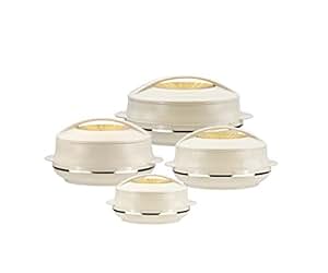 Insulated Serving Dishes With Lids Set - 4 Piece Thermal Containers 0.8L, 1.2L, 1.6L, 2.5L, White