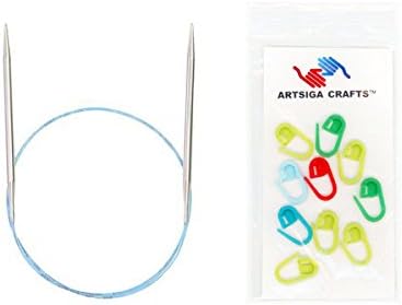 addi Bundle: Turbo Rocket 16-inch (40cm) Circular Knitting Needle Size US 03 (3.25 mm) + 10 Artsiga Crafts Stitch Markers
