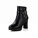 Produktbild ChixiaO Winter Im Freien Wasserdichte Schneeschuhe Frauen Plus Samt Dicke High Heel Mode Kurze Stiefel Leder Warme Lederstiefel High Heels (Farbe : SCHWARZ, größe : 37)