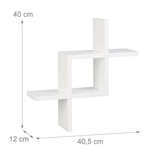 Relaxdays 10021879_49 Étagère Cube carré Tablette Flottante Murale MDF Compartiment assemblé Design Moderne coloré, Bois, Weiß, 12 x 40,5 x 40 cm