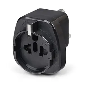 OREI European (Schuko) to India Plug Adapter - Convert European Type E/F Input to India Type D Three Prong Output Connection - Heavy Duty - Black Color (1 Pack)