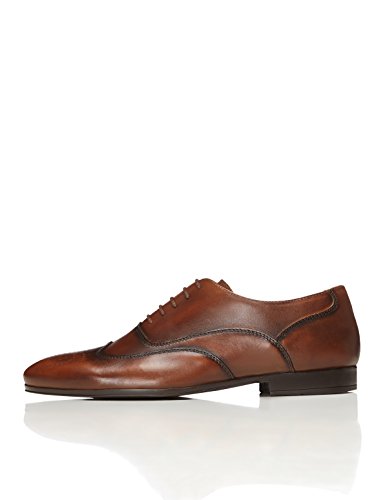 FIND Leather Lace Up Brogue, Zapatos de Vestir Hombre, Marrón (Brown), 42 EU