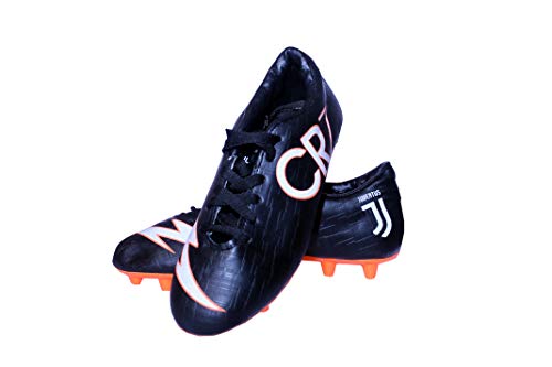 Sisdeal CR7 Juventus Black Orange Football Studs Shoes Size 1-10 RS.749.00