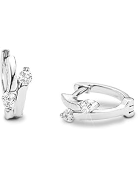 amor Damen-Creolen Ohrringe 12 mm 925 Sterling Silber rhodiniert Zirkonia weiß  - 385633