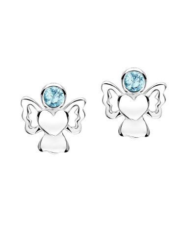 Jo for Girls Kinder-Ohrringe 925 Silber Zirkonia Blau - CEMARCH