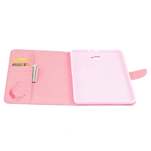 Romtronic Lederhülle Leder Tasche Case Cover für Samsung Galaxy Tab A 10.1 2016 (SM-T580 SM-T585) Hülle PU Schutz Etui Schale Feather Muster Design Backcover Flip Cover Wallet Case mit Standfunktion Karteneinschub und Magnetverschluß (Rosa) - 4