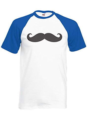 Mustache Moustache Funny French France Paris Royal Blue/White Men Women Unisex Shirt Sleeve Baseball