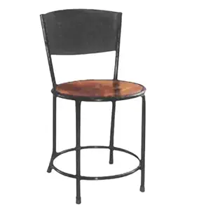 GURU CHAIRS Comfortable Multi Purpose with a Leather Cushion Steel Chair (Black Brown)