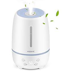 Humidificateur d'Air, Yissvic Humidificateur Bébé 4,8L Silencieux 3 Niveaux de Brume Affichage LED Arrêt Automatique Idéal pour Maison Bureau Bébé Chambre