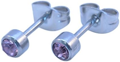 Surgical Steel CRYSTAL EAR STUDS, Earrings, Various Colours (Pair Of)