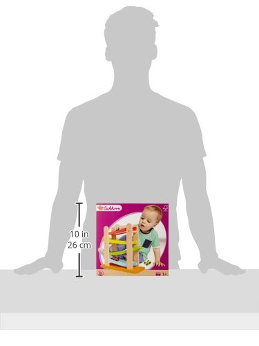 Eichhorn 100005080 – Autorennbahn, 25x24cm, Rollbahn aus Holz mit 3 Fahrzeugen - 6