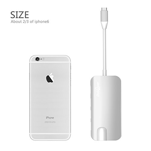 USB C Hub, Dootoper Typ C Hub mit 3 USB 3.0 Ports, 4K HDMI Port, Ethernet-Port(1000Mbit/s), SD-Kartenleser, Micro SDHC und USB C Ladeanschluss, für Geräte mit USB Typ C wie MacBook Air, MacBook Pro, Mac Mini, Google Chromebook 2016 (Silver) - 6