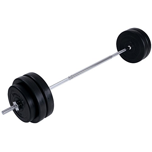 Physionics Langhantel-Set 56,5 kg Hantelstange (168 cm verchromt und gerändelt) Langhantelstange inkl. Gewichtsscheiben und Sternverschlüsse - 2