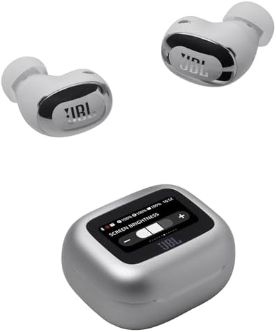 JBL Live Buds 3 Cuffie Wireless Bluetooth, 40 Ore di Autonomia, con Cancellazione Adattiva del Rumore e High-Resolution JBL Signature Sound, Impermeabili IP55, Argento