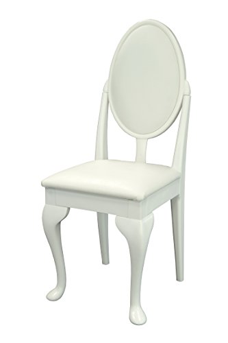 White Dressing Table/Bedroom Chair with Queen Anne Legs and White Faux Leather Cushions White Dressing Table/Bedroom Chair with Queen Anne Legs and White Faux Leather Cushions