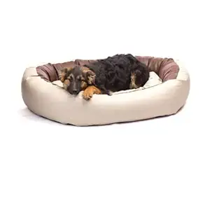 Gorgeous Quilted Reversible Round Ultra Soft Dual Sofa-Style Dog Bed (Brown-Cream)-Large