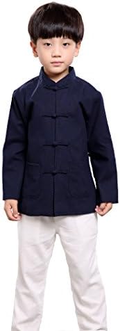 100% Handmade Boys Long Sleeve Kung Fu Tai Chi Martial Arts Kids Jacket #101