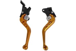 MADEZZ Levier de frein moto, paire de 22mm 7/8"CNC en aluminium moto poignée de levier de frein à tambour universel(Or)