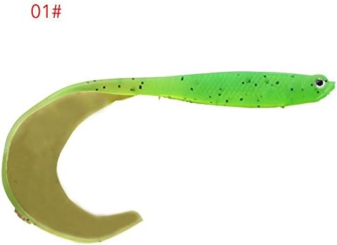 Yuneody Lifelike Exquisite Curly Tail Night Luminous Soft Minnow Fishing Lure Vivid Swimming Fish Killer Steel Hooks Fishing Tool Glow in Dark Tiddler Fish Bait