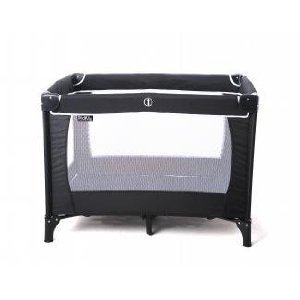 Travel Cot With Fitted Sheet Package - Colour Black - Sheet is 100% Jersey Cotton