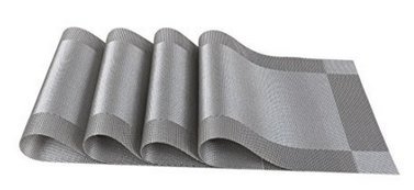 XY Life Tischsets Platzsets, Rutschfest Abwaschbar Tischsets, PVC Abgrifffeste Hitzebeständig Platzdeckchen, Schmutzabweisend und Waschbare, Platz-Matten für küche Speisetisch, 30x45cm, 4er set (Grau) - 4