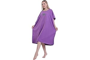miuline Changing Towel Poncho with Hood Quick Dry Swim Drying Robe Microfibre Beach Towel for Adults Womens Men One Size Fit All (purple)