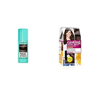 LOreal Magic Retouch 2 Dark Brown+LOreal Paris Casting Creme Gloss, Darkest Brown 300, 87.5g+72ml