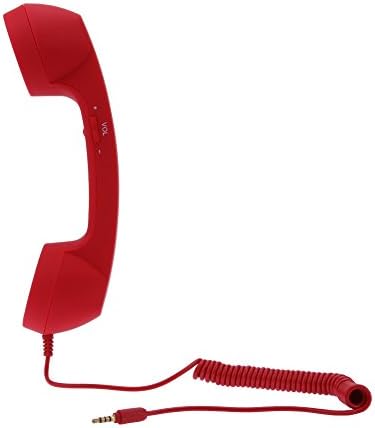Mikolotuk Retro Telephone Phone Anti-radiation Pop Phone Handset 3.5mm Volume Adjustable For Android/IOS Mobile Phone (Red)