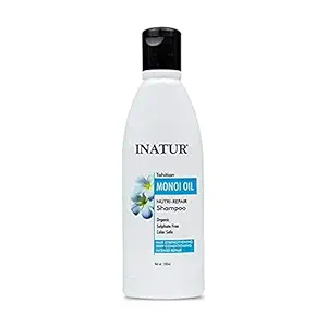 Inatur Monoi Oil Shampoo 100 ml | Hair Strengthening | Anti-Dandruff | Deep Conditioning | Intense Repair | For All Hair Types | Organic and Sulphate Free | Color safe