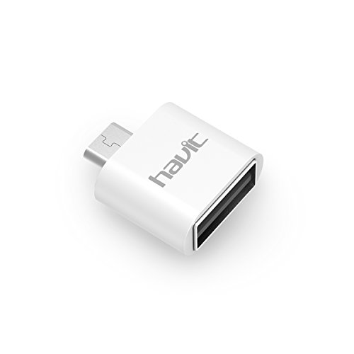 HAVIT Micro USB OTG auf USB Adapter, High-Speed Micro USB male zu USB female Adapter für Android Smartphone / Tablette mit OTG Funktion (Weiß)